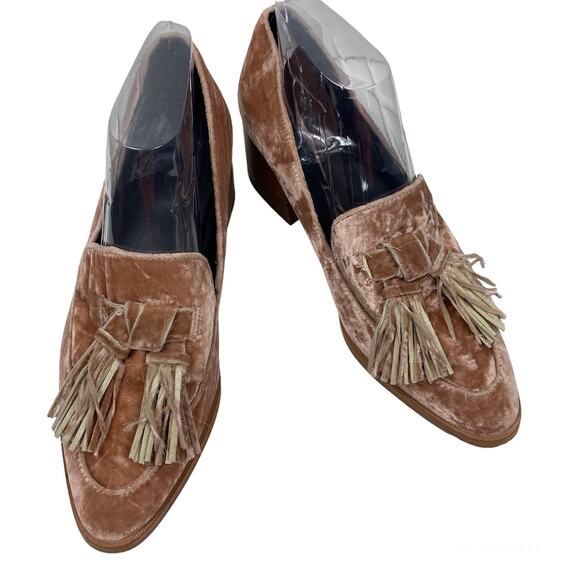 Rebecca Minkoff Edie Heels Blush Suede Velvet Tassel Loafer Pump 7 1/2 M 5182134 - Picture 8 of 11